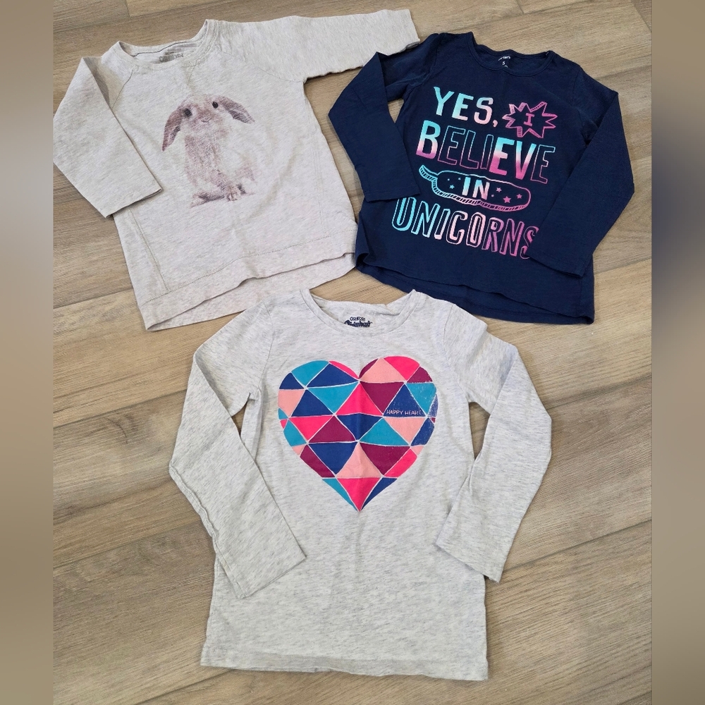 OshKosh B'gosh Long Sleeve Tees - Gray, Navy, and Cream